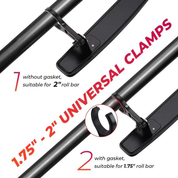 15" UTV Race Convex Center Mirror with 3/4 1.75" or 2" Clamps - 3 Star UTV