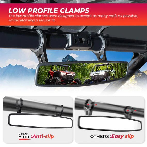 15" UTV Race Convex Center Mirror with 3/4 1.75" or 2" Clamps - 3 Star UTV