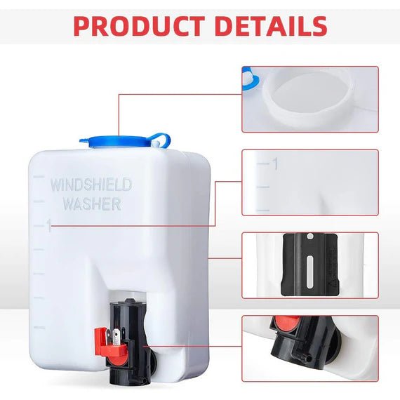 1.5L Universal Car Windshield Washer Pump Reservoir Bottle Kit - 3 Star UTV