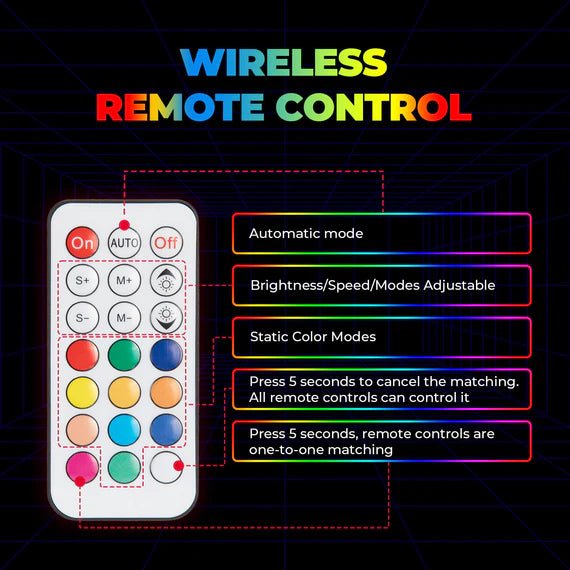4FT Spiral Whip Light with RF Remote Control, 366 colors, 2 pcs - 3 Star UTV