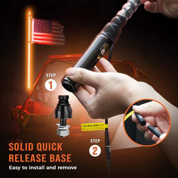 4FT Spiral Whip Light with RF Remote Control, 366 colors, 2 pcs - 3 Star UTV