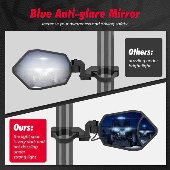 Aluminium RGB UTV Side Mirrors for Can Am Maverick X3/ RZR w/ 1.6" - 2" Roll Bar (1 pair) - 3 Star UTV