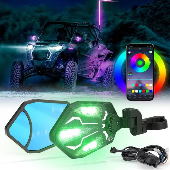 Aluminium RGB UTV Side Mirrors for Can Am Maverick X3/ RZR w/ 1.6" - 2" Roll Bar (1 pair) - 3 Star UTV
