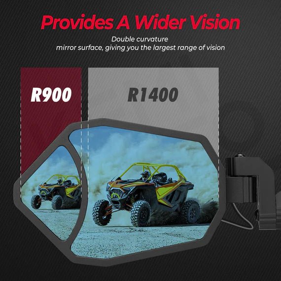 Aluminium RGB UTV Side Mirrors for Can Am Maverick X3/ RZR w/ 1.6" - 2" Roll Bar (1 pair) - 3 Star UTV