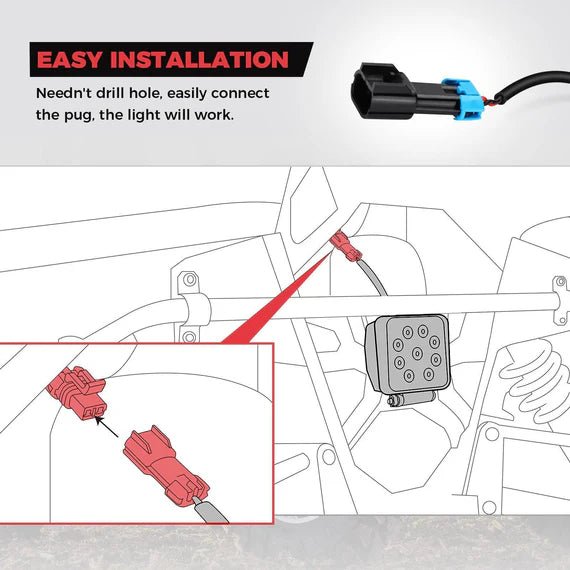 Backup Light for Polaris Ranger 1000 XP/Crew 2018 - 2024 - 3 Star UTV
