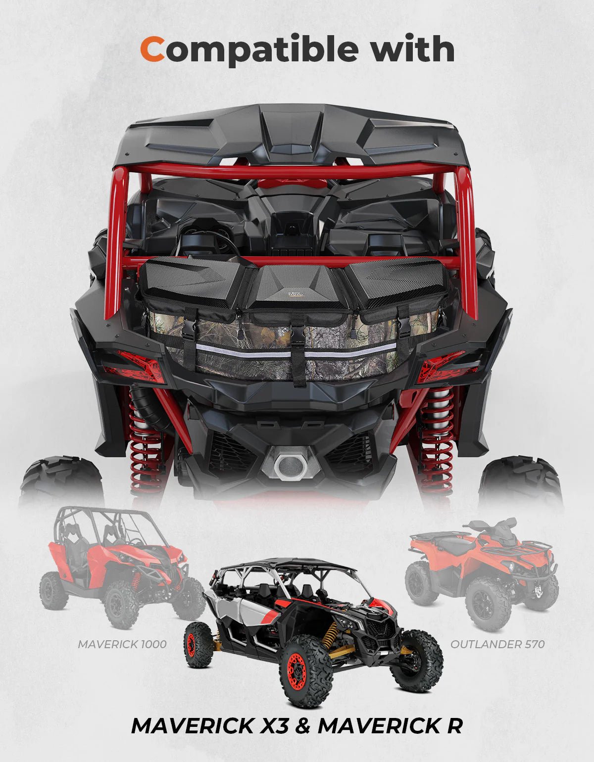 Camo Rear Storage Bag for Can - Am Maverick X3/MAX - 3 Star UTV