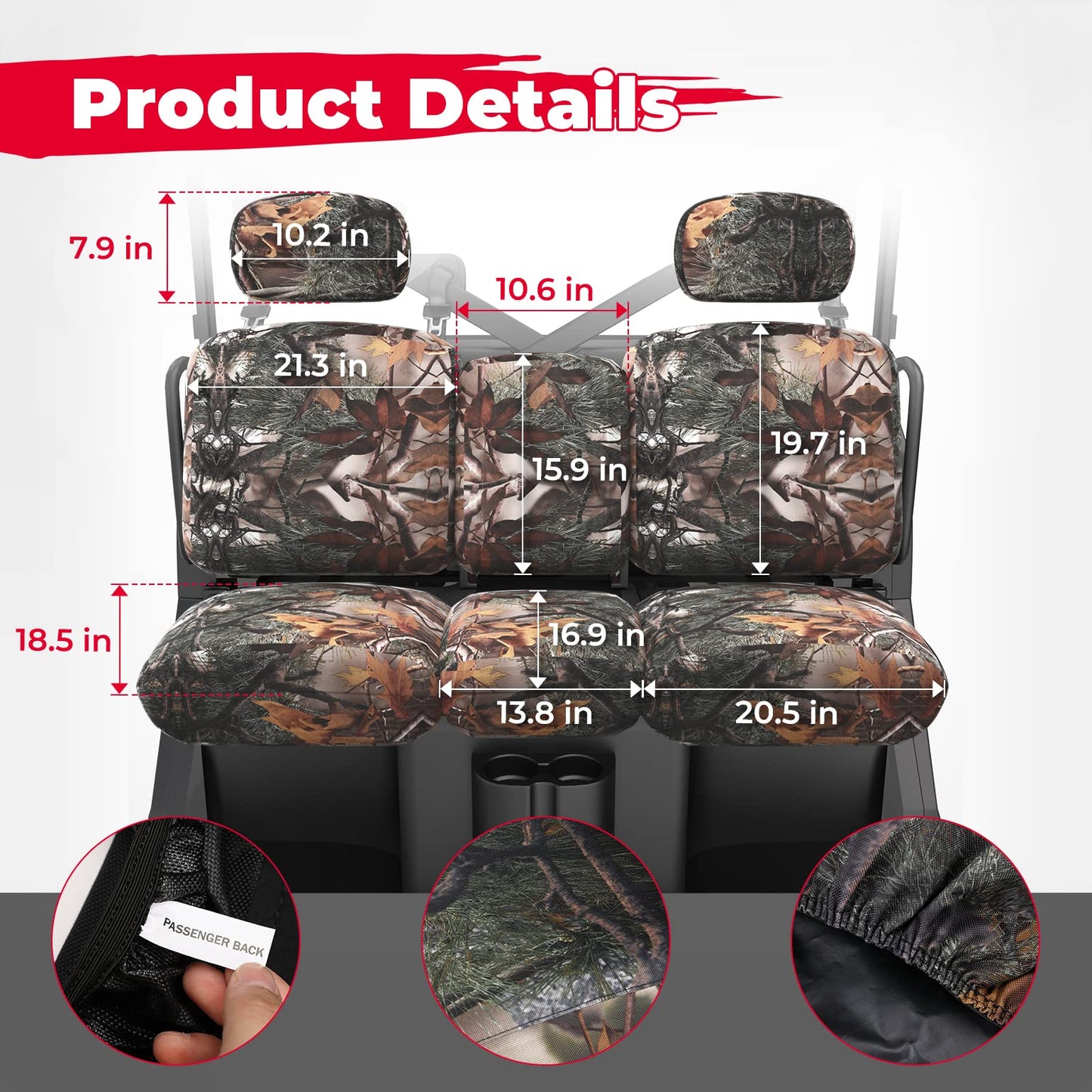 Camouflage Seat Cover for Can Am Defender HD5|7|8|9|10 - 3 Star UTV
