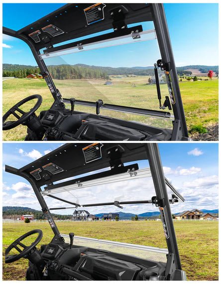 Can - Am Defender HD5/8/10 3 - in - 1 Scratch - Resistant Flip Windshield - 3 Star UTV