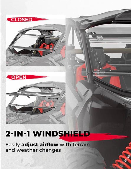 Can - Am Maverick X3 Scratch - Resistant Flip Windshield - 3 Star UTV