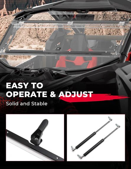 Can - Am Maverick X3 Scratch - Resistant Flip Windshield - 3 Star UTV