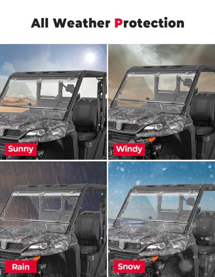 CFMoto UForce 1000/1000XL Scratch - Resistant 2 - in - 1 Flip Windshield - 3 Star UTV
