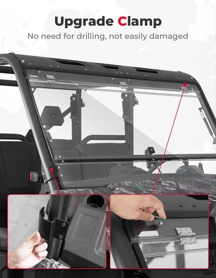 CFMoto UForce 1000/1000XL Scratch - Resistant 2 - in - 1 Flip Windshield - 3 Star UTV