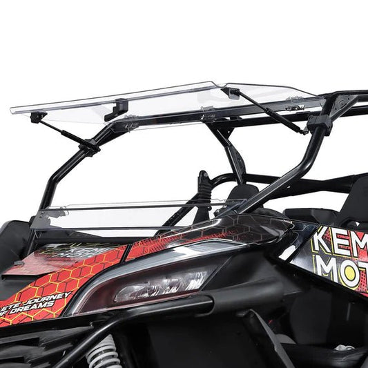 CFMoto ZForce 950 3 - in - 1 Folding Half Flip Scratch - Resistant Windshield - 3 Star UTV