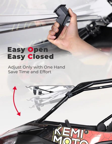 CFMoto ZForce 950 3 - in - 1 Folding Half Flip Scratch - Resistant Windshield - 3 Star UTV
