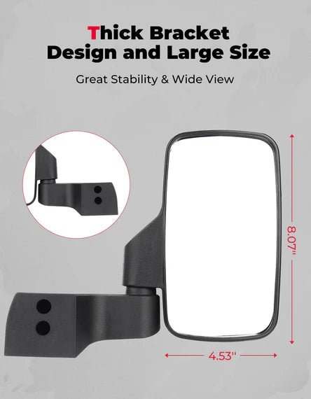 Door Mounted Side View Mirrors for Polaris Ranger/ Commercial Pro XD (1 Pair) - 3 Star UTV