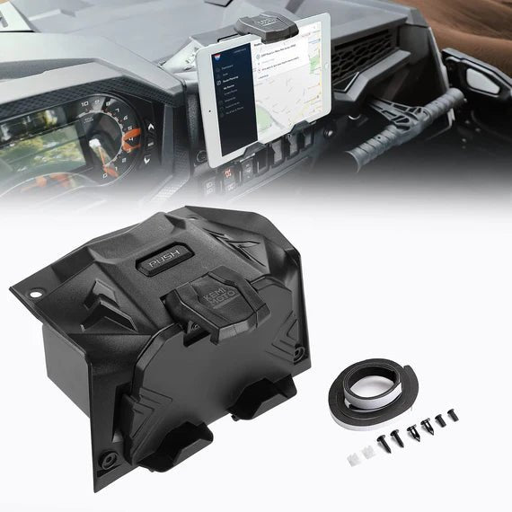 Electric Device Tablet Holder GPS Mount Storage Box for Polaris RZR XP 1000/ XP Turbo - 3 Star UTV