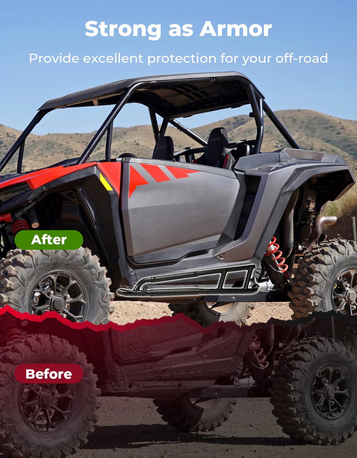 Heavy Duty Steel Nerf Bars Rock Sliders for Polaris RZR XP 1000/ XP 4 1000 2024 - 2025 - 3 Star UTV