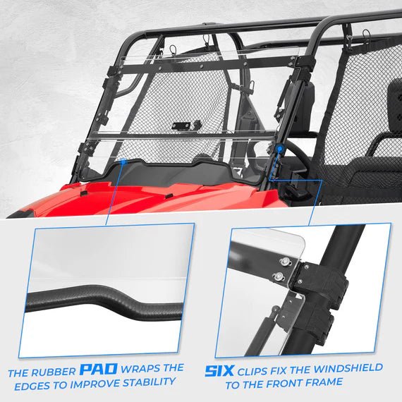 Honda Pioneer 700/70 - 4 Scratch - Resistant Flip Windshield - 3 Star UTV
