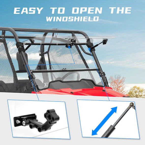 Honda Pioneer 700/70 - 4 Scratch - Resistant Flip Windshield - 3 Star UTV