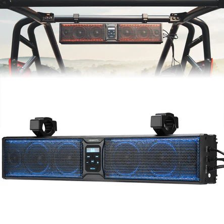 Kemimoto - 6 Speaker 26" RGB Universal Sound Bar for UTVs with 1.75" to 2.25" Roll Bars - 3 Star UTV
