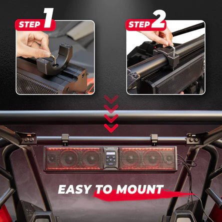 Kemimoto - 6 Speaker 26" RGB Universal Sound Bar for UTVs with 1.75" to 2.25" Roll Bars - 3 Star UTV