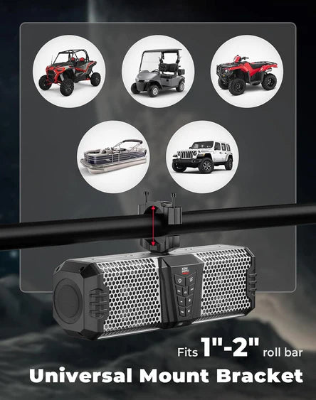 KEMIMOTO Midnight S40 16" Aluminum RGB Bluetooth Soundbar Silver - 3 Star UTV