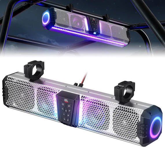 KEMIMOTO Midnight S60 26" RGB UTV Sound Bar for Golf Cart Marine 1" - 2" Roll Bar - 3 Star UTV
