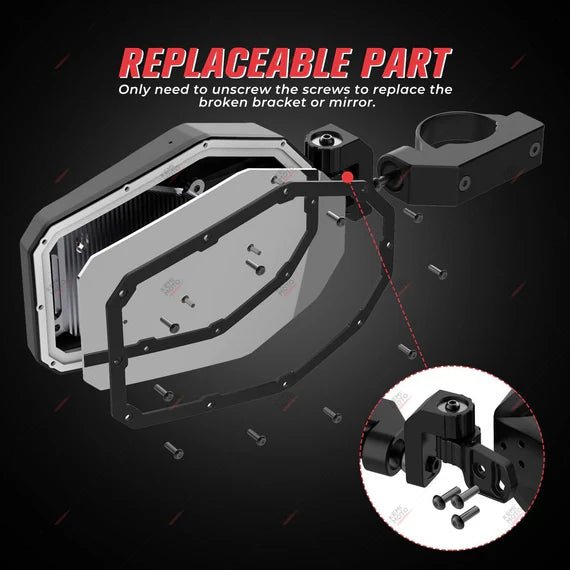Mirrors with LED Turn Signal Lights For RZR - 3 Star UTV