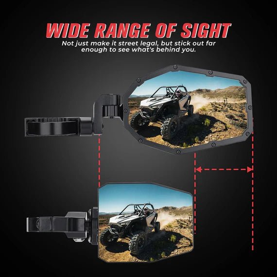 Mirrors with LED Turn Signal Lights For RZR - 3 Star UTV