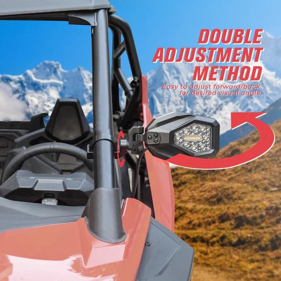 Mirrors with LED Turn Signal Lights For RZR - 3 Star UTV