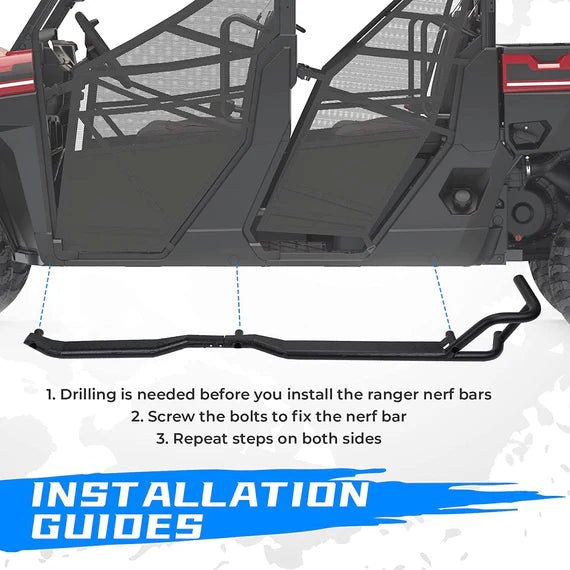 Nerf Bars Rock Sliders for Ranger Crew XP 1000 2019 - 2025 - 3 Star UTV