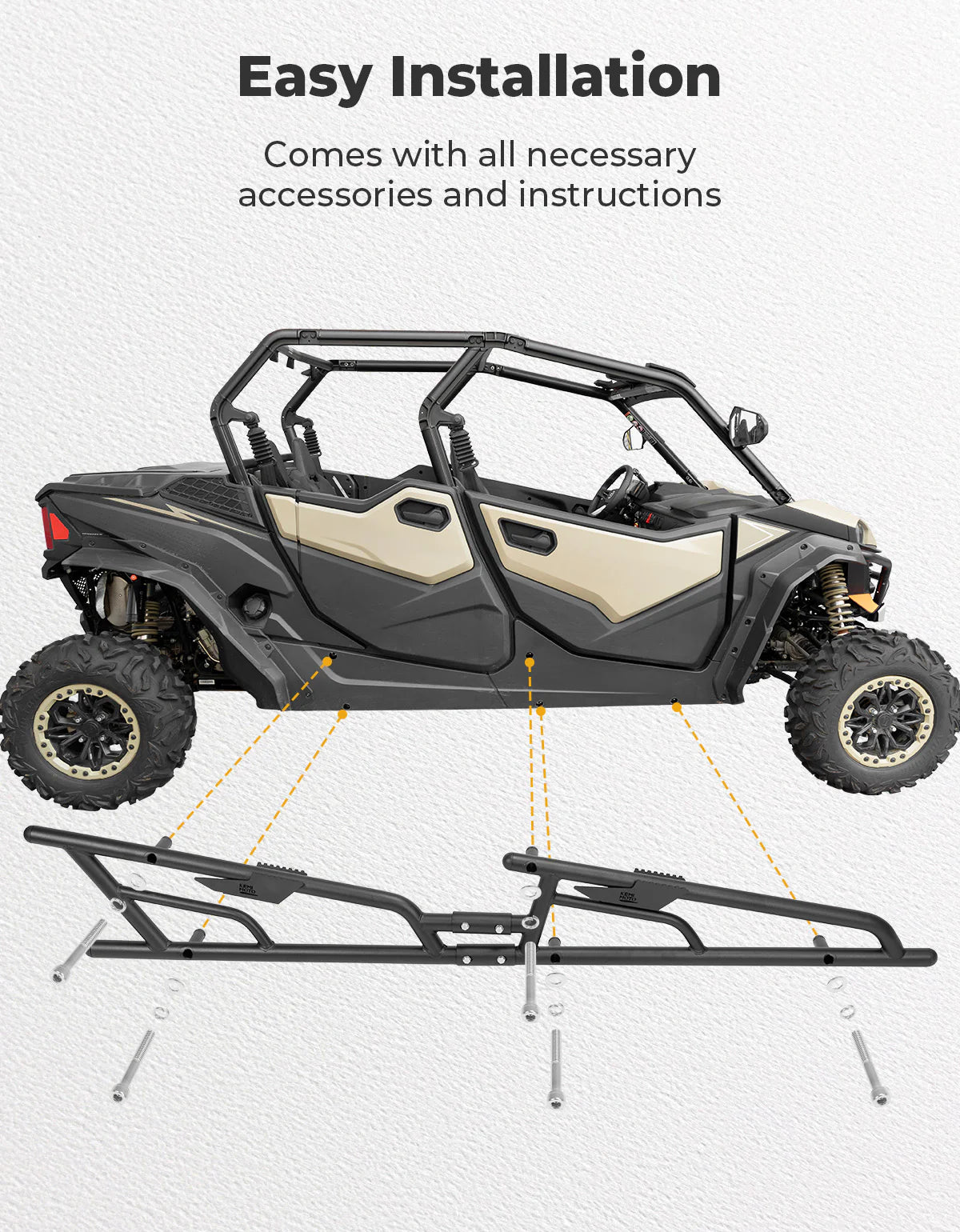 Nerf Bars Rock Sliders with Step Function for CFMOTO ZForce 950 Sport - 4 - 3 Star UTV