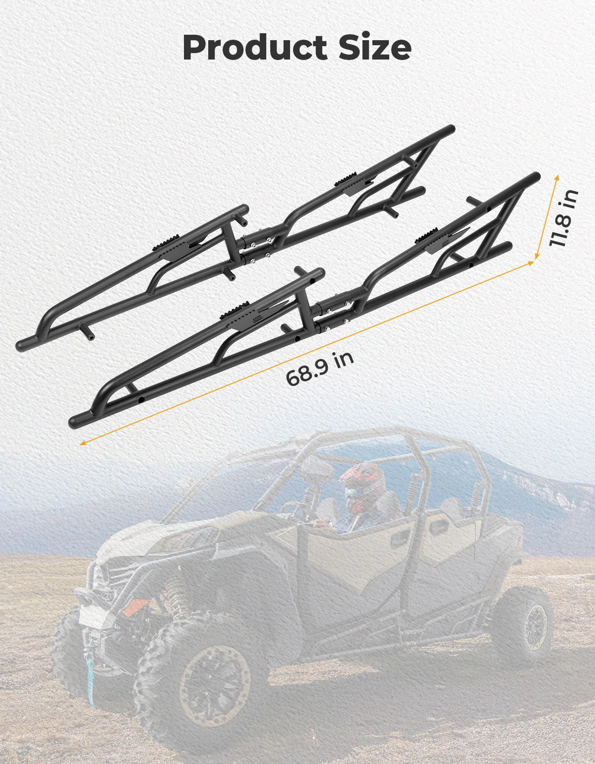 Nerf Bars Rock Sliders with Step Function for CFMOTO ZForce 950 Sport - 4 - 3 Star UTV