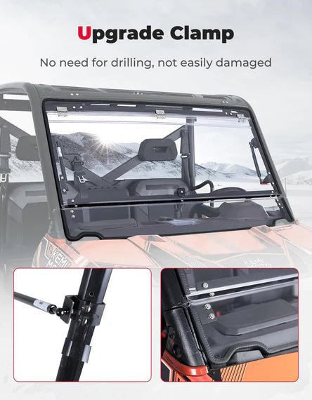 Polaris Ranger XP 900/1000/Crew Scratch - Resistant 2 - in - 1 Flip Windshield - 3 Star UTV
