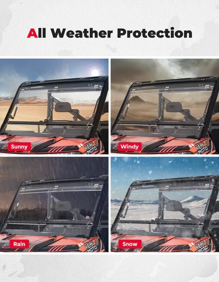 Polaris Ranger XP 900/1000/Crew Scratch - Resistant 2 - in - 1 Flip Windshield - 3 Star UTV