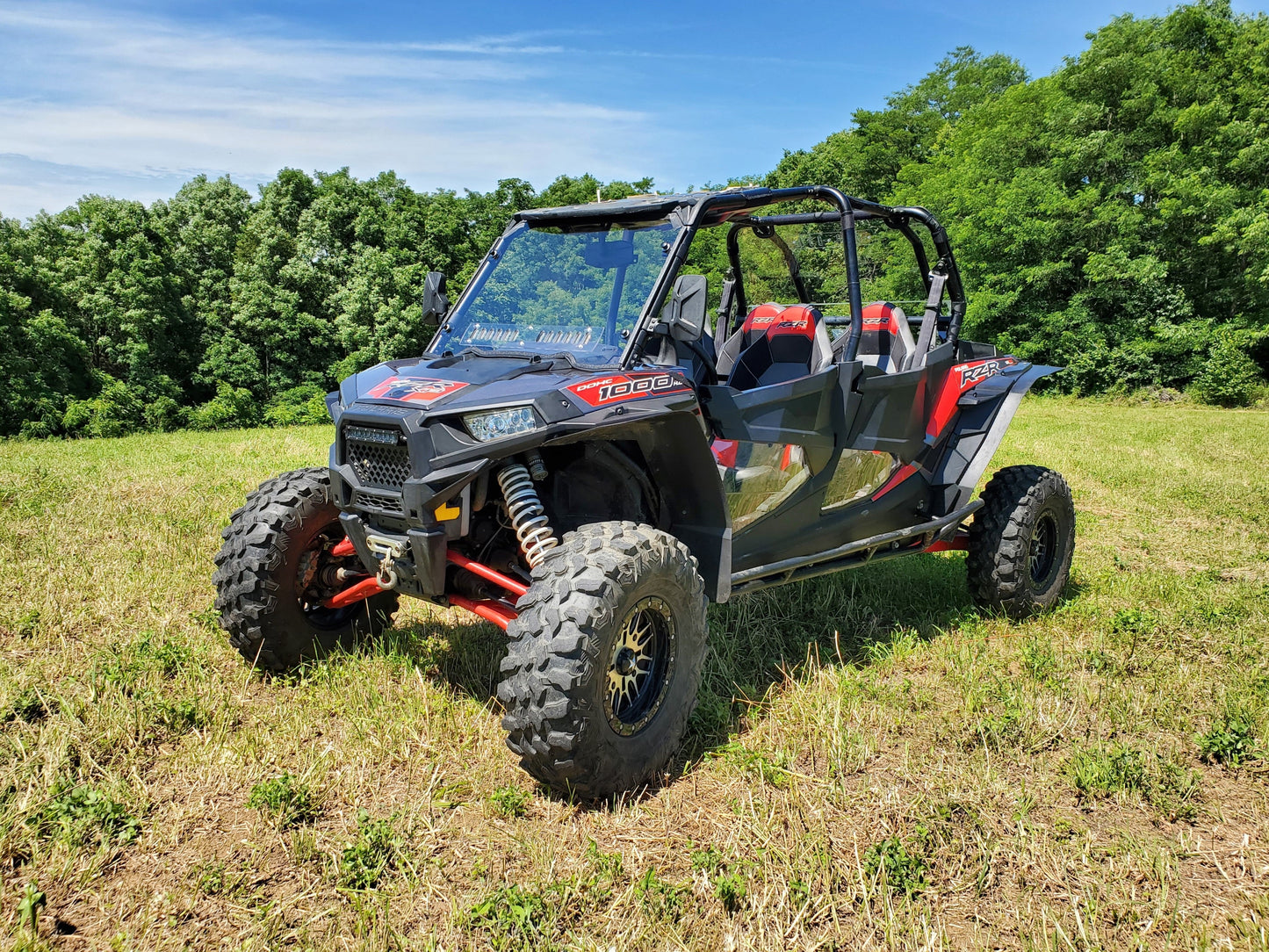 Polaris RZR XP 4 1000/XP 4 Turbo - 1 Pc Scratch - Resistant Windshield w/Vent and Clamp Options - 3 Star UTV