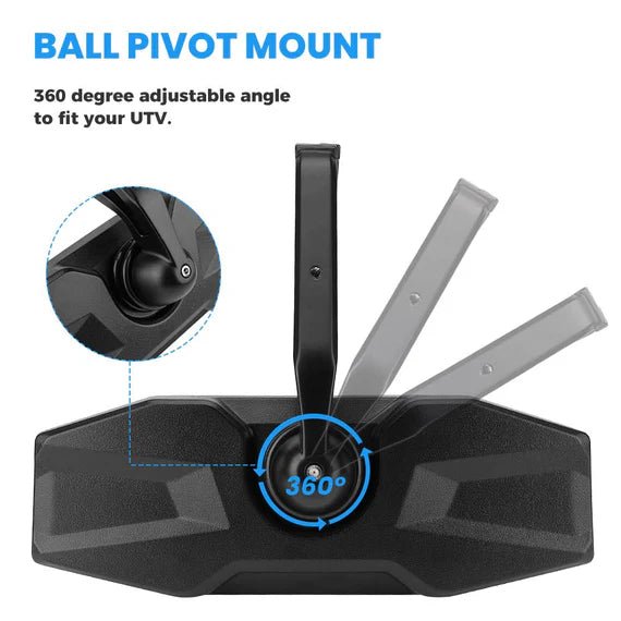 Rear View Center Mirror for 1.75” Roll Bar for Polaris RZR - 3 Star UTV