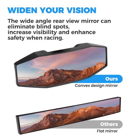 Rear View Center Mirror for 1.75” Roll Bar for Polaris RZR - 3 Star UTV