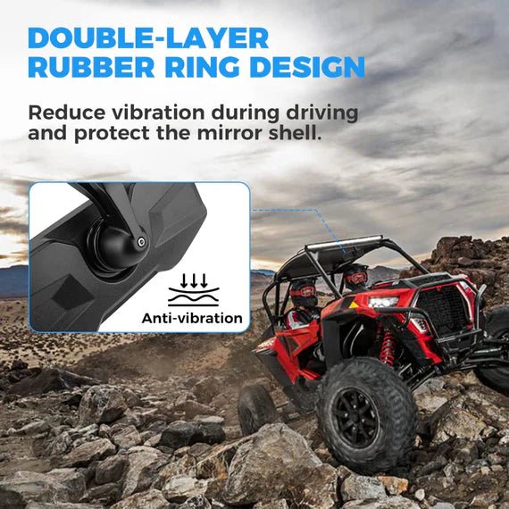 Rear View Center Mirror for 1.75” Roll Bar for Polaris RZR - 3 Star UTV