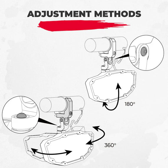 Rear View Mirror with Light Built - in Rechargeable Battery for 1.65" - 2" Roll Bar - 3 Star UTV