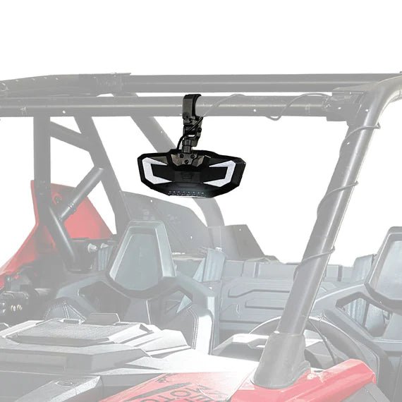 Rear View Mirror with Light Built - in Rechargeable Battery for 1.65" - 2" Roll Bar - 3 Star UTV