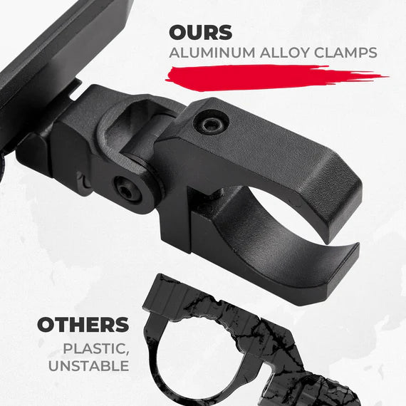 Rear View Mirror with Light Built - in Rechargeable Battery for 1.65" - 2" Roll Bar - 3 Star UTV