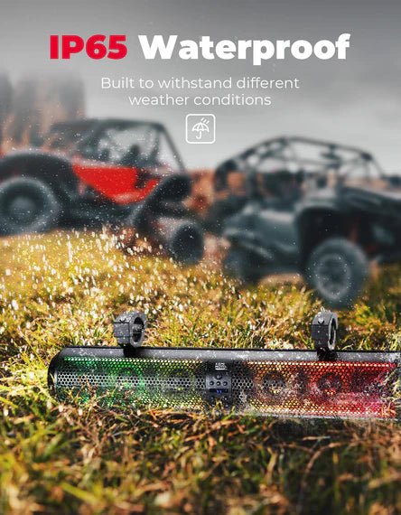RGB UTV Soundbar, 28" SXS Speaker for Can Am Maverick X3/ RZR w/ 1.56" - 2.25" Roll Bar - 3 Star UTV