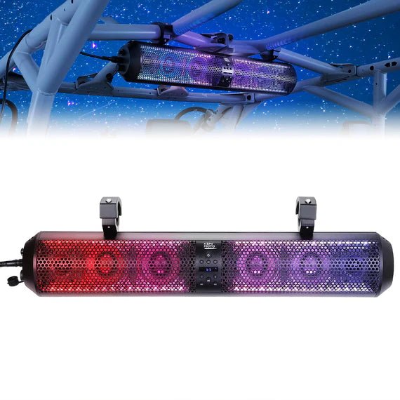RGB UTV Soundbar, 28" SXS Speaker for Can Am Maverick X3/ RZR w/ 1.56" - 2.25" Roll Bar - 3 Star UTV