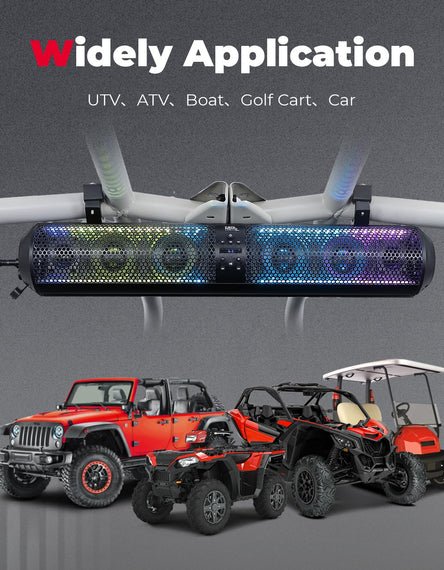 RGB UTV Soundbar, 28" SXS Speaker for Can Am Maverick X3/ RZR w/ 1.56" - 2.25" Roll Bar - 3 Star UTV
