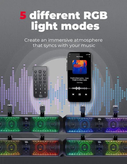 RGB UTV Soundbar, 28" SXS Speaker for Can Am Maverick X3/ RZR w/ 1.56" - 2.25" Roll Bar - 3 Star UTV