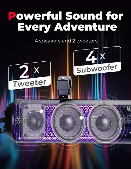 RGB UTV Soundbar, 28" SXS Speaker for Can Am Maverick X3/ RZR w/ 1.56" - 2.25" Roll Bar - 3 Star UTV