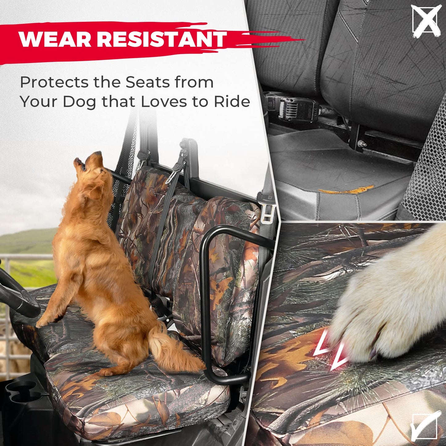 Seat Cover with Headrest Cover for Polaris Ranger Crew 1000/Crew XP 1000 - 3 Star UTV