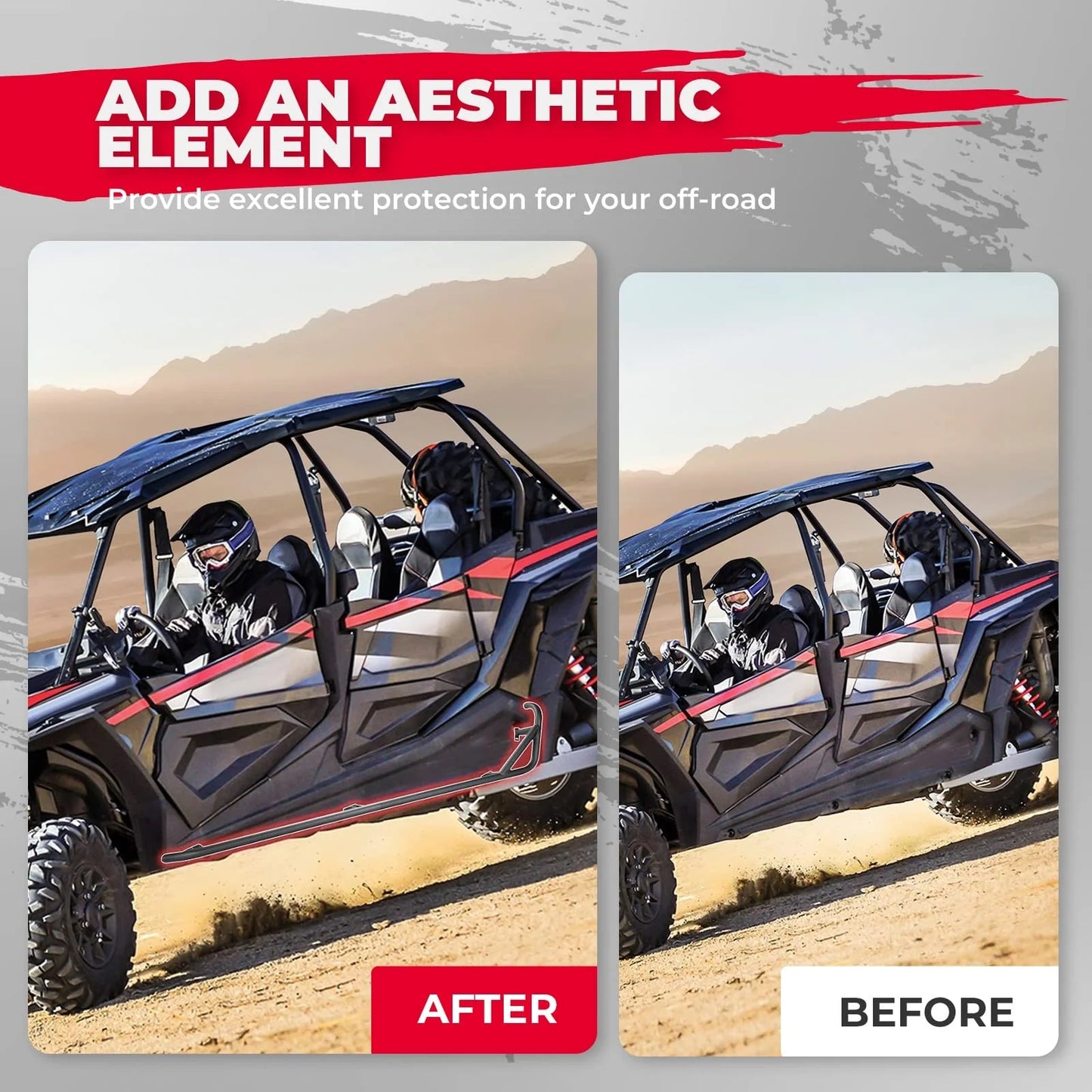 Steel Nerf Bars Fit Polaris RZR XP 4 1000 / 4 Turbo 2014 - 2023 - 3 Star UTV