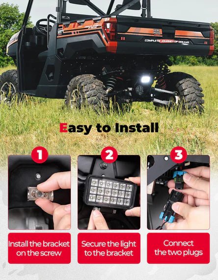 Upgraded Backup Light with Switch for Ranger XP 1000/Crew 2018 - 2024 - 3 Star UTV